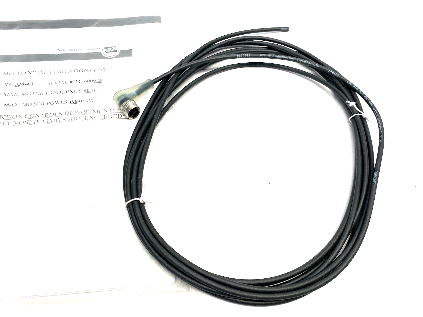 TC 320-4-I | Weiss Mechanical Specs/Limitations Packet for w/ Balluff BCC0312 - New – Open box - Maverick Industrial Sales