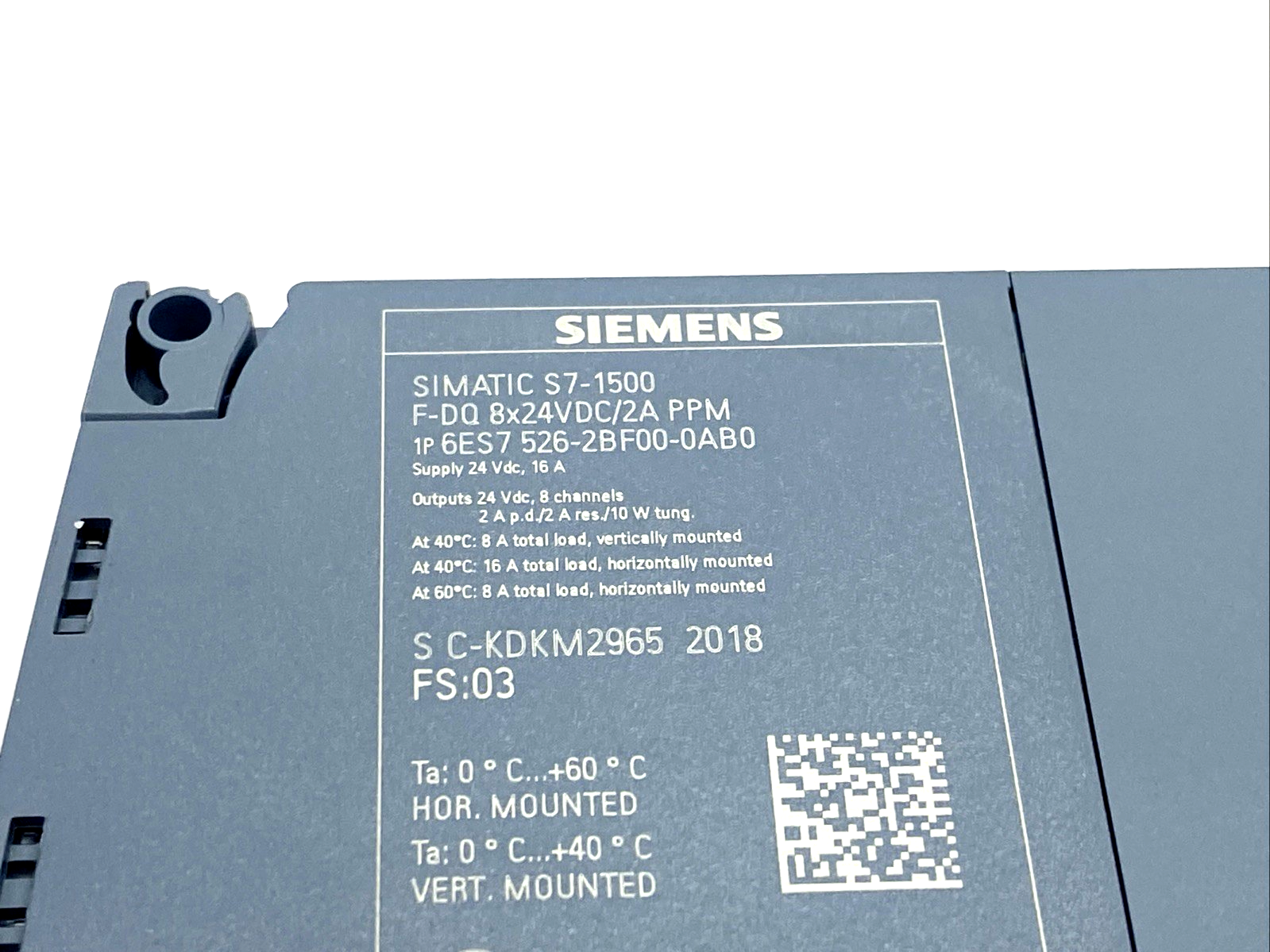 Siemens 6ES7526-2BF00-0AB0 SIMATIC S7-1500 Output Module, F-DQ 8x24 VDC/2A PPM - Maverick Industrial Sales