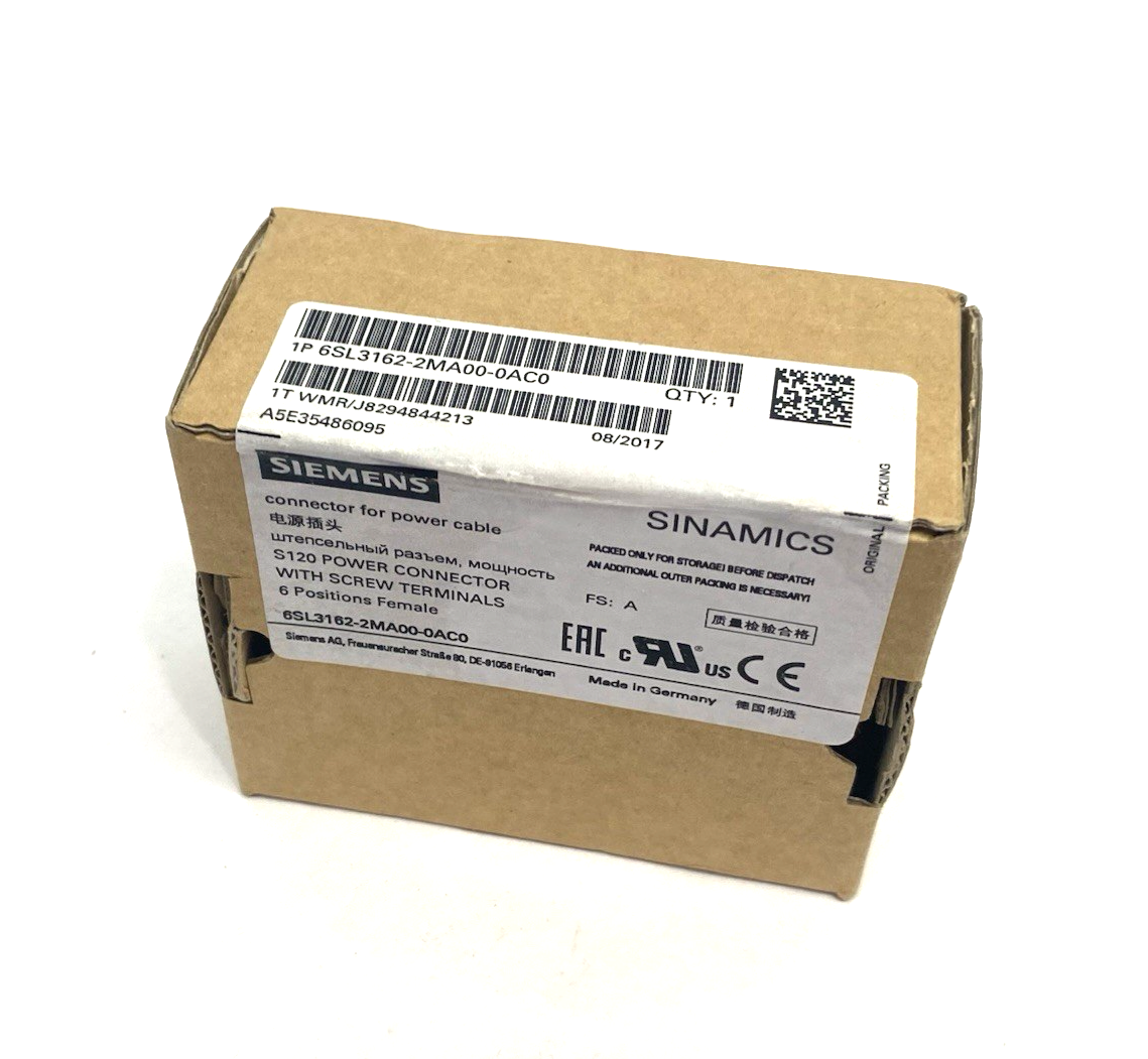 Siemens 6SL3162-2MA00-0AC0 SINAMICS S120 Power Connector for Cable C-/D-TYPE - Maverick Industrial Sales