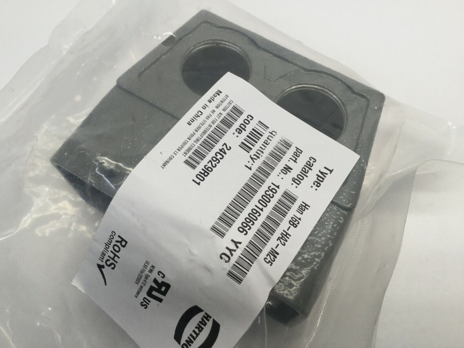 Harting 19300160666 YYC Connector Hood Front Dual Han 16B-HA2-M25 - Maverick Industrial Sales