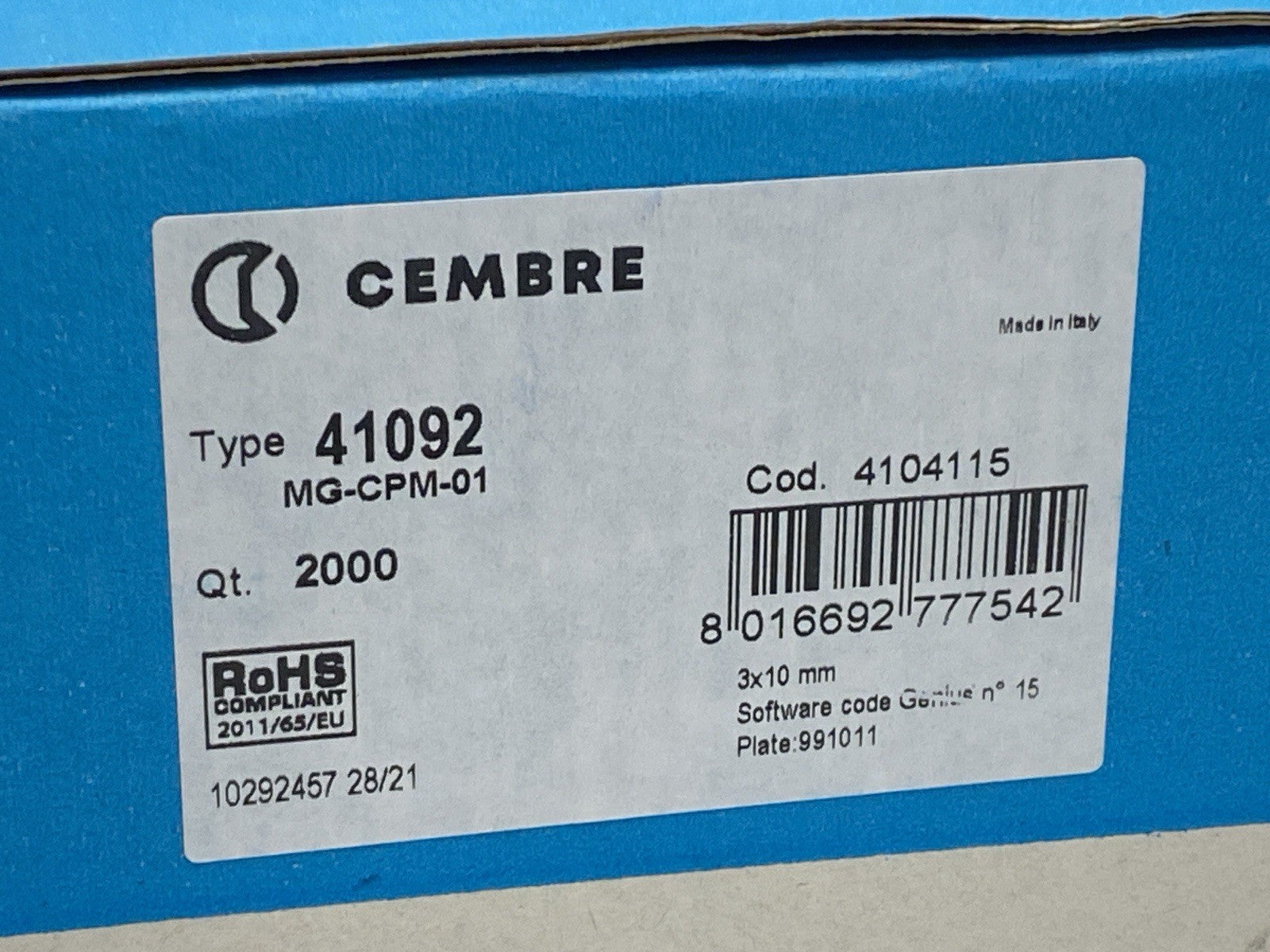 Cembre 41092 Terminal Marker Tag MG-CPM-01 QTY OF 2000 - Maverick Industrial Sales