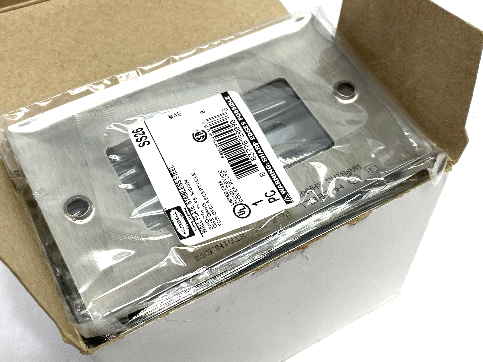 Hubbell SS26 Metallic Plate, 1-Gang GFCI Stainless Steel PKG OF 9 - Maverick Industrial Sales