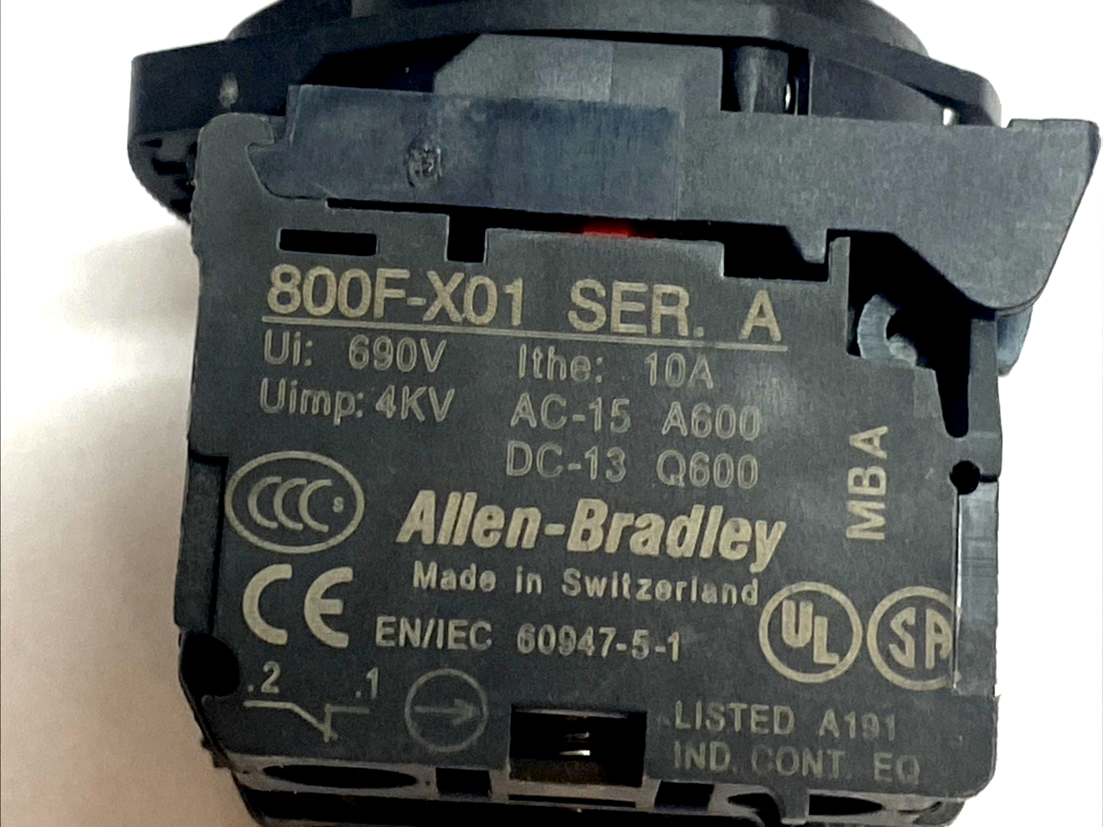 Allen-Bradley 800FM-MT44 Red Twist-to-Release Push Button 40mm w/ 800F-X01 2NC - Maverick Industrial Sales