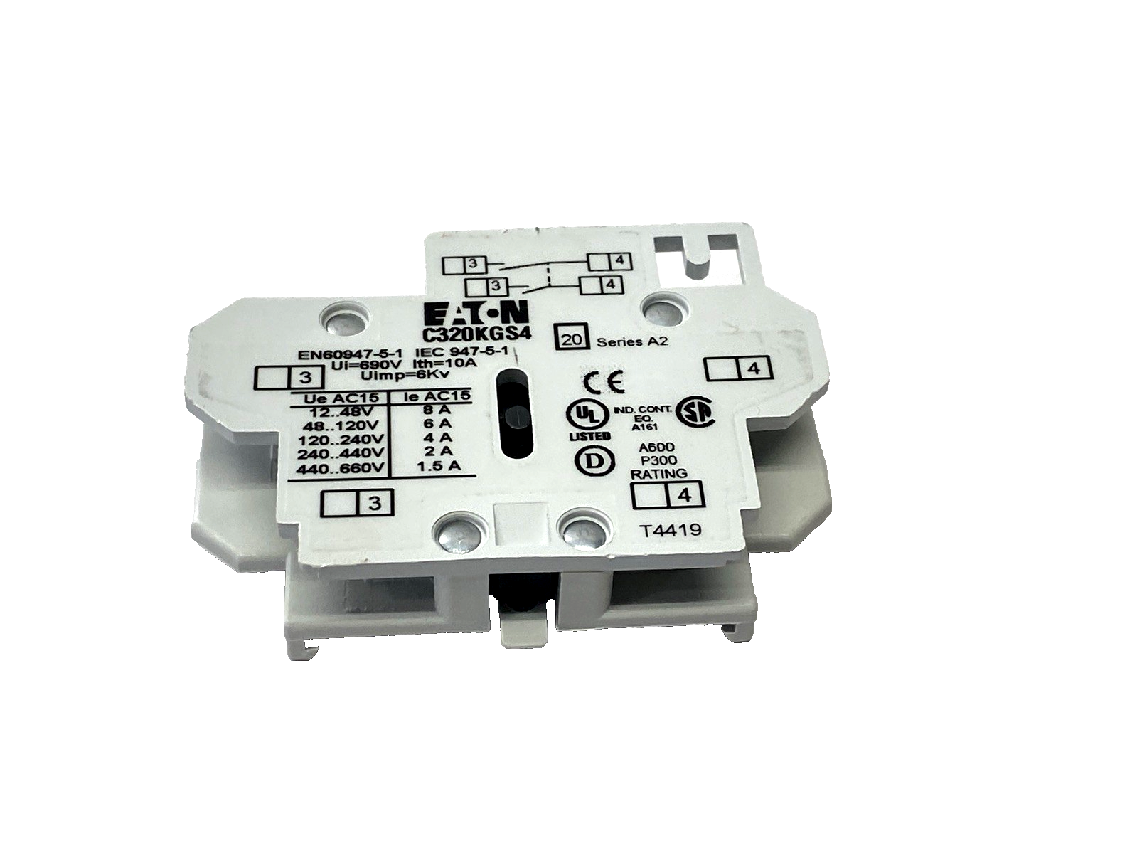 Eaton C320KGS4 Auxiliary Contact 2NO - Maverick Industrial Sales