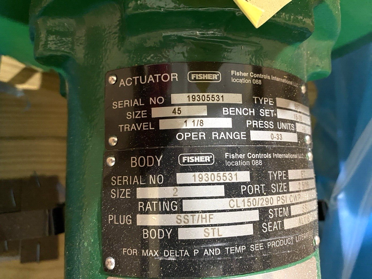 Fisher ET 2in Globe Control Valve 667 Size 45 Pneumatic Actuator 2-5/16 Port - Maverick Industrial Sales