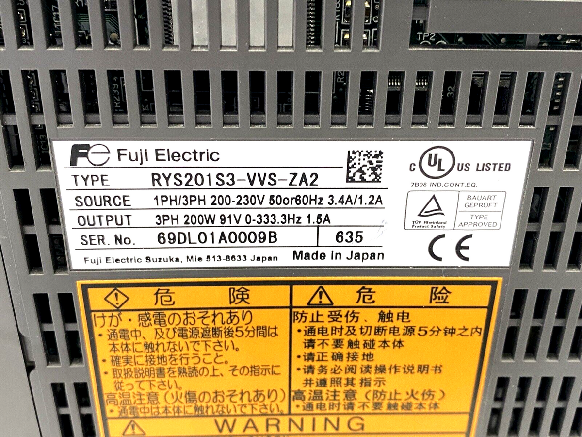 RYS201S3-VVS-ZA2 | Fuji Electric FALDIC Servo Drive 200-230VAC 3PH 200W 1.5A - Used - Maverick Industrial Sales