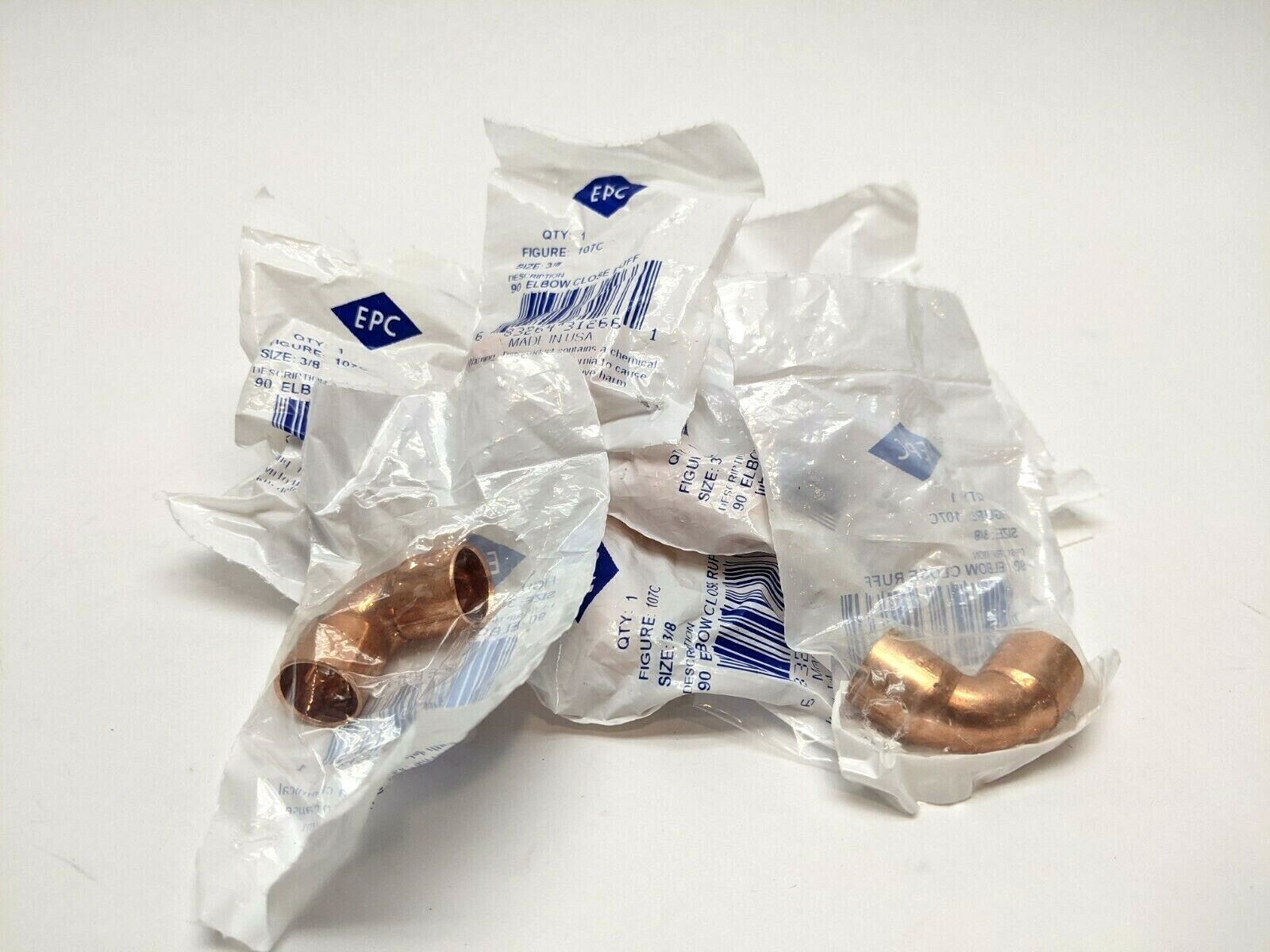 EPC 31266 Copper Elbow 90 Degree 3/8" Close Rough Solder LOT OF 10 - Maverick Industrial Sales