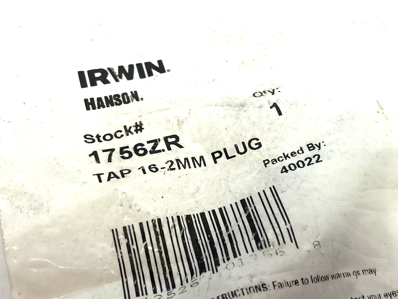 1756ZR | Hanson Irwin Straight Flute Tap 16-2mm Plug, Carbon Steel, 4-Flute - New - Maverick Industrial Sales