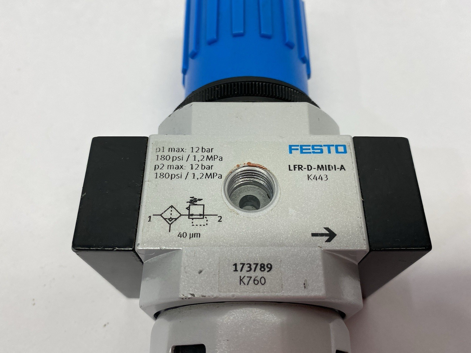 LFR-1/2-D-MIDI-A-NPT | Festo Filter Regulator 1/2" NPT, 40 µm Filter, 173789 - Used - Maverick Industrial Sales