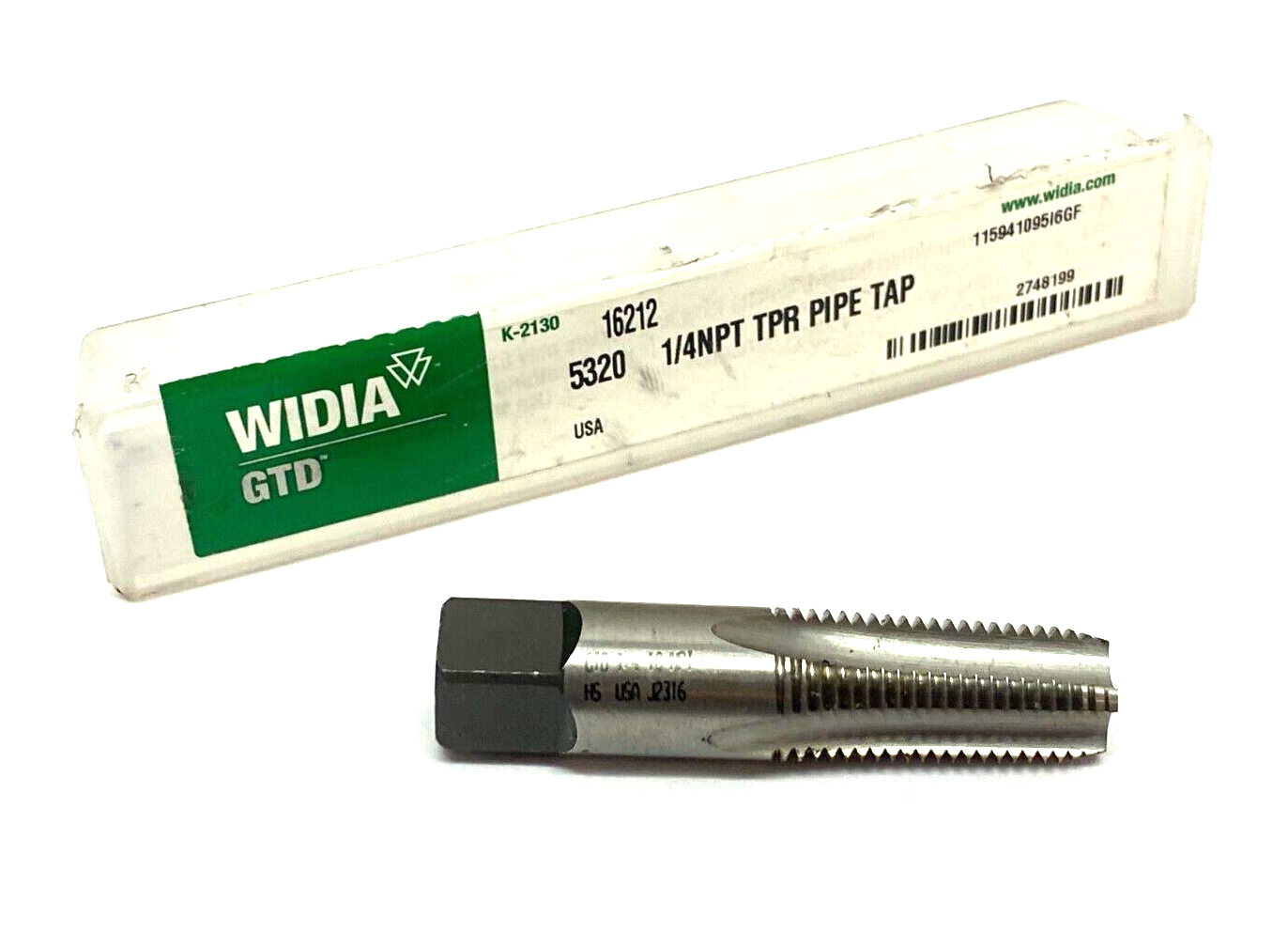 Widia GTD 16212 Taper Pipe Tap 1/4"-18 NPT 4-Flutes 5320 - Maverick Industrial Sales