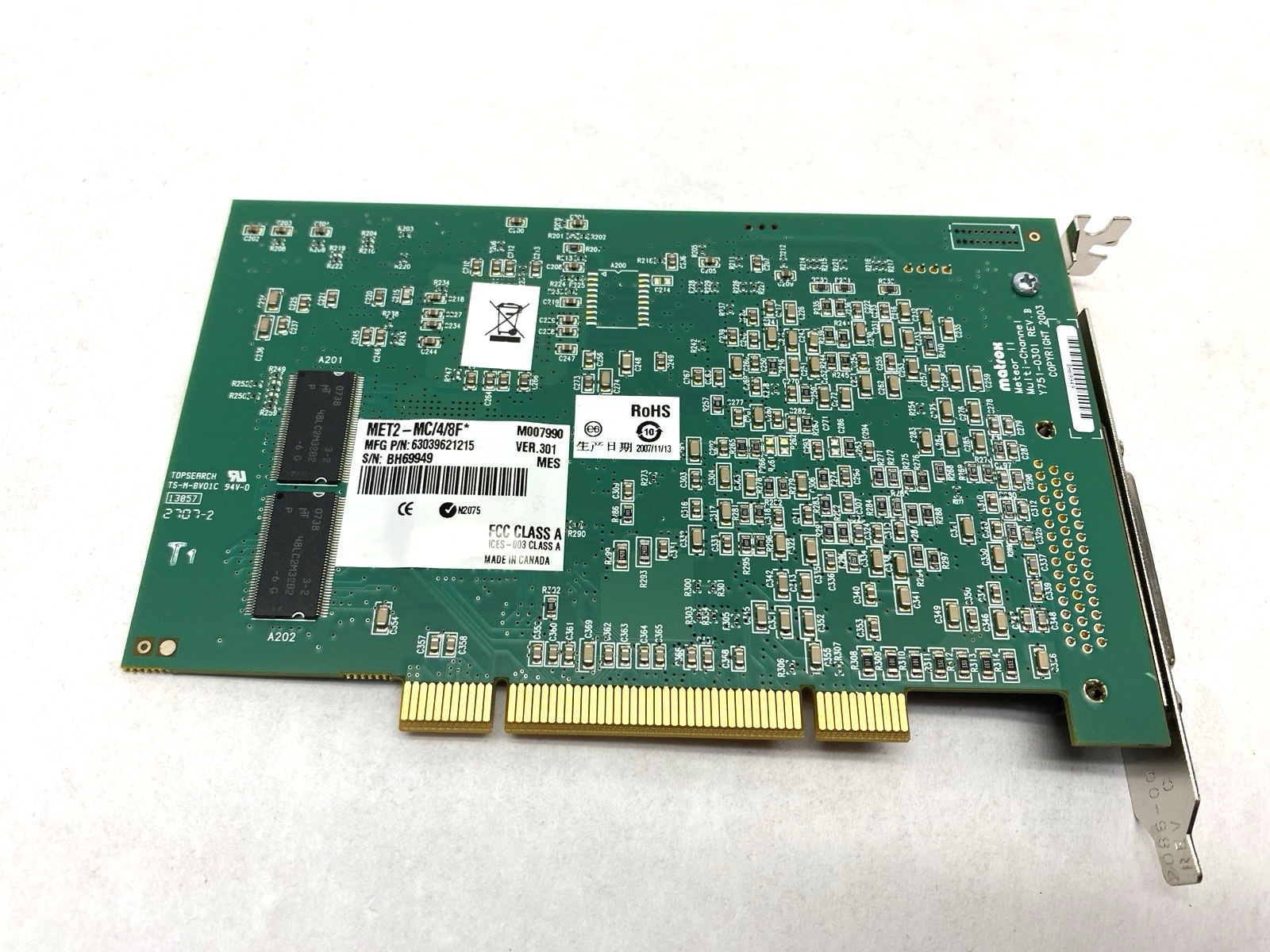 Matrox Y751_0301 Rev B Meteor II Multi-Channel Board MET2-MC/4/8F* 63039621215 - Maverick Industrial Sales