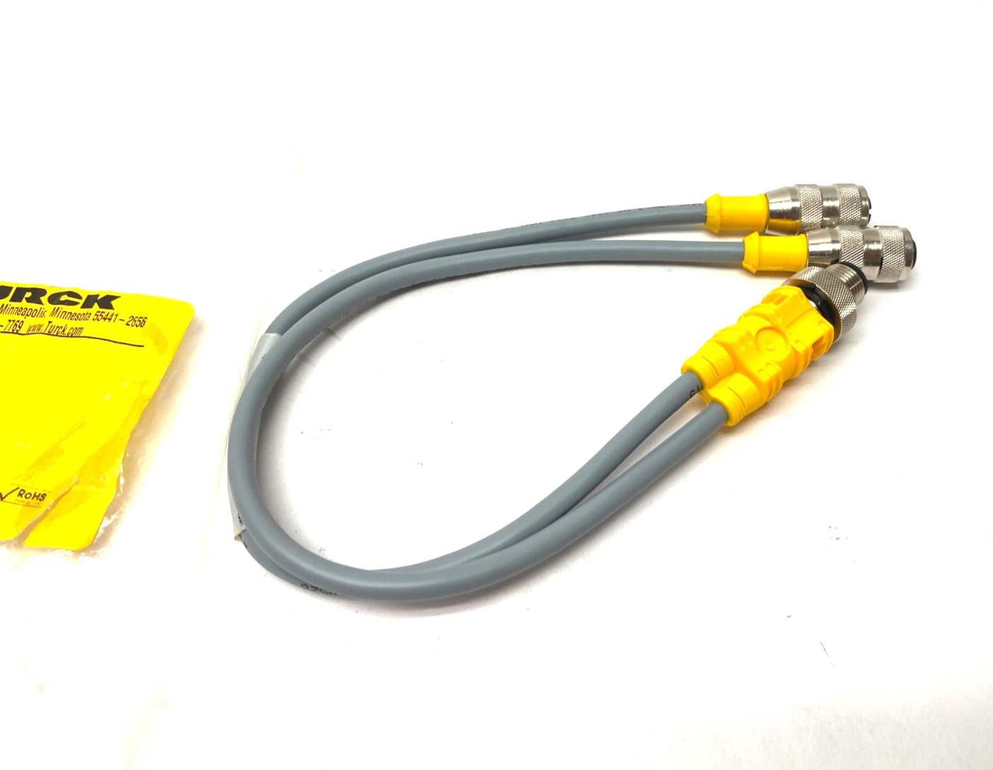 Turck VBRS 4.4-2RK 4T-0.3/0.3 Splitter Cable 2-Branch, M M12 to 2x F M12, U0117 - Maverick Industrial Sales