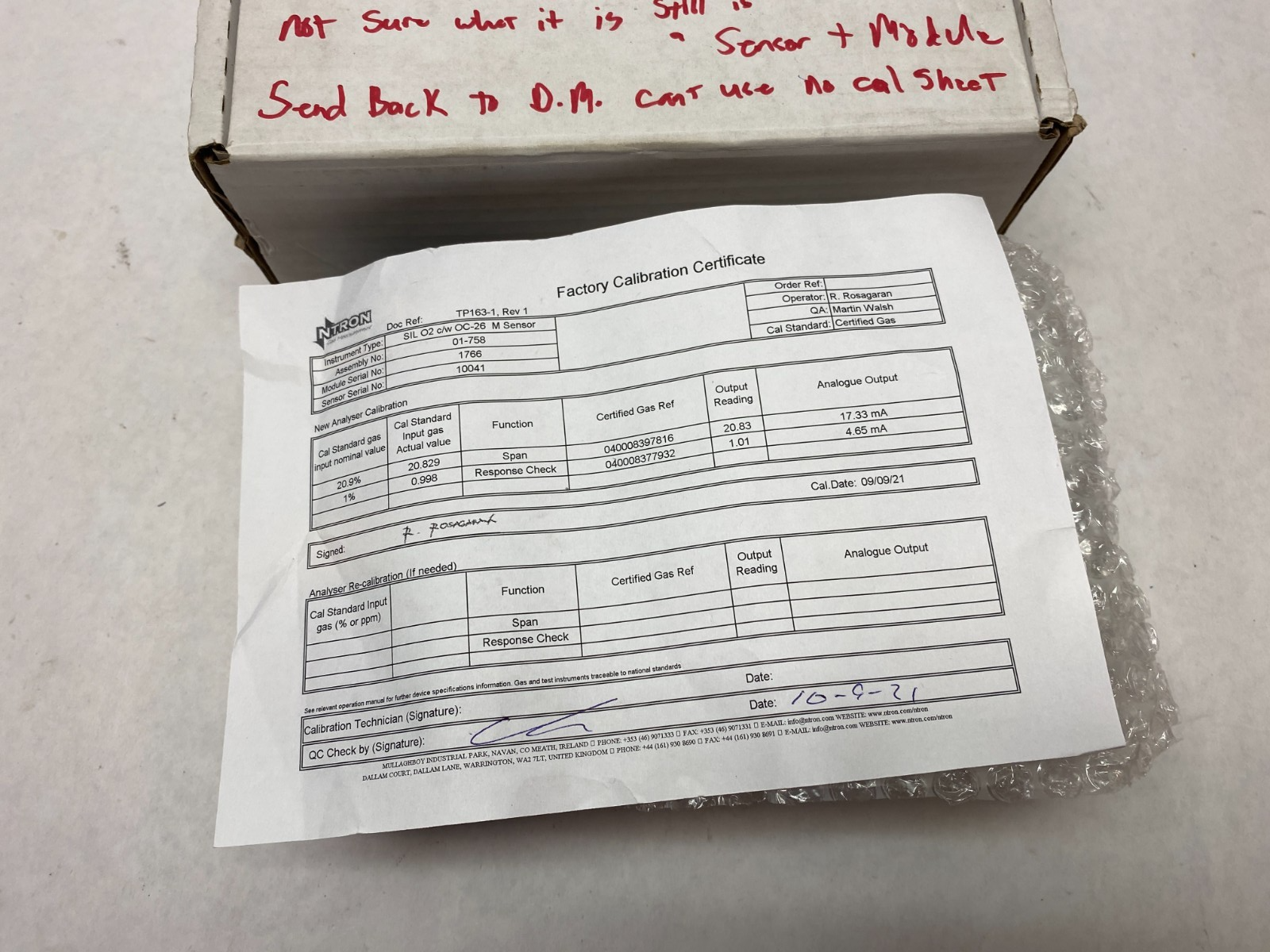 NTron Gas Measurement 06-799 SilO2 Oxygen Analyser & Sensor SILO2 Model 109 - Maverick Industrial Sales