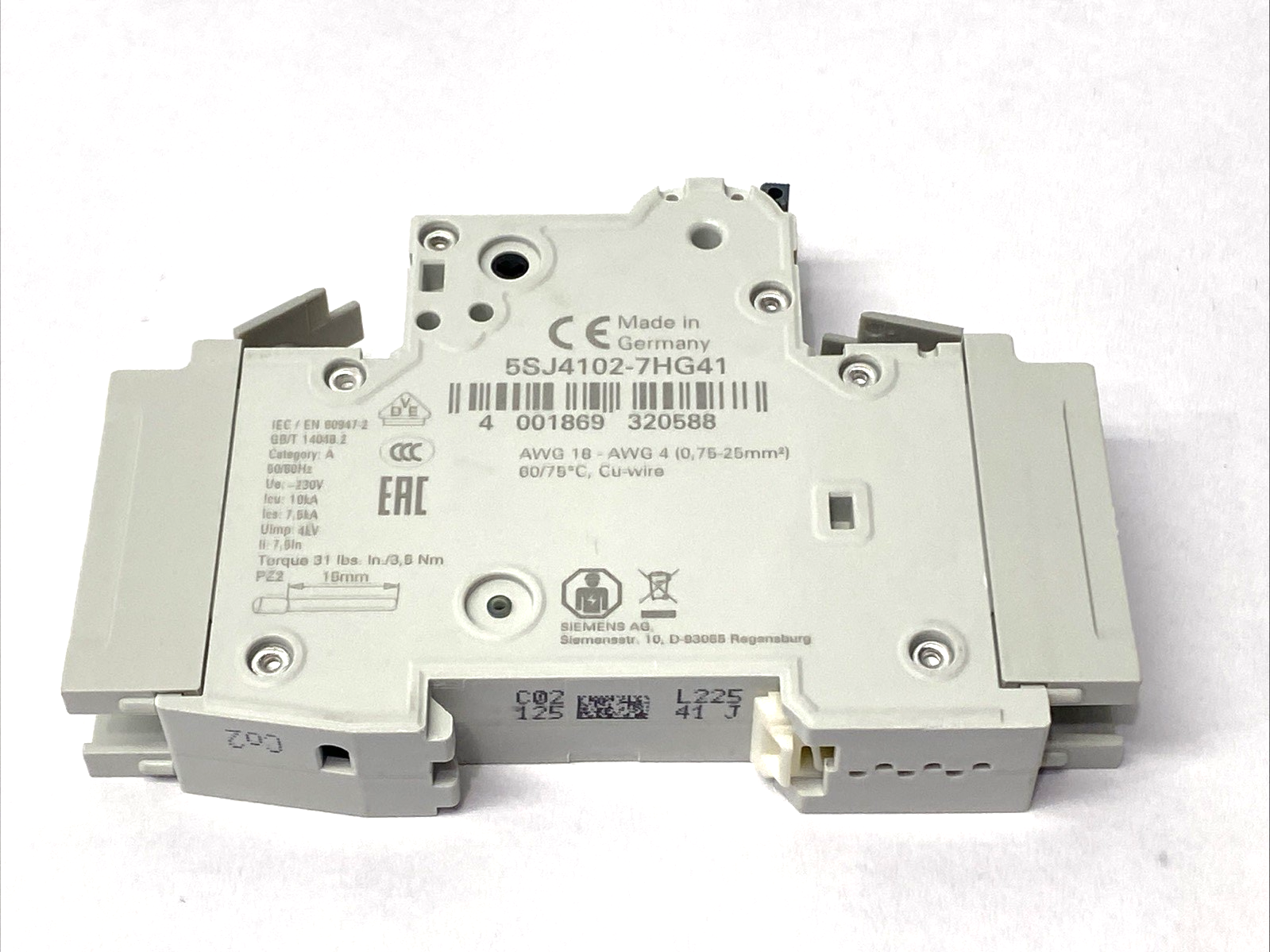 Siemens 5SJ4102-7HG41 Miniature Circuit Breaker 1-Pole 240V 2A - Maverick Industrial Sales