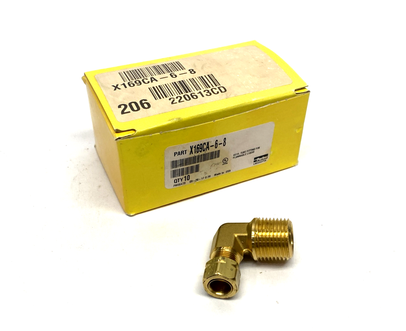 Parker 169CA-6-8 Brass Compression Elbow Fitting 3/8" Tube OD x 1/2" NPT 10-PACK - Maverick Industrial Sales