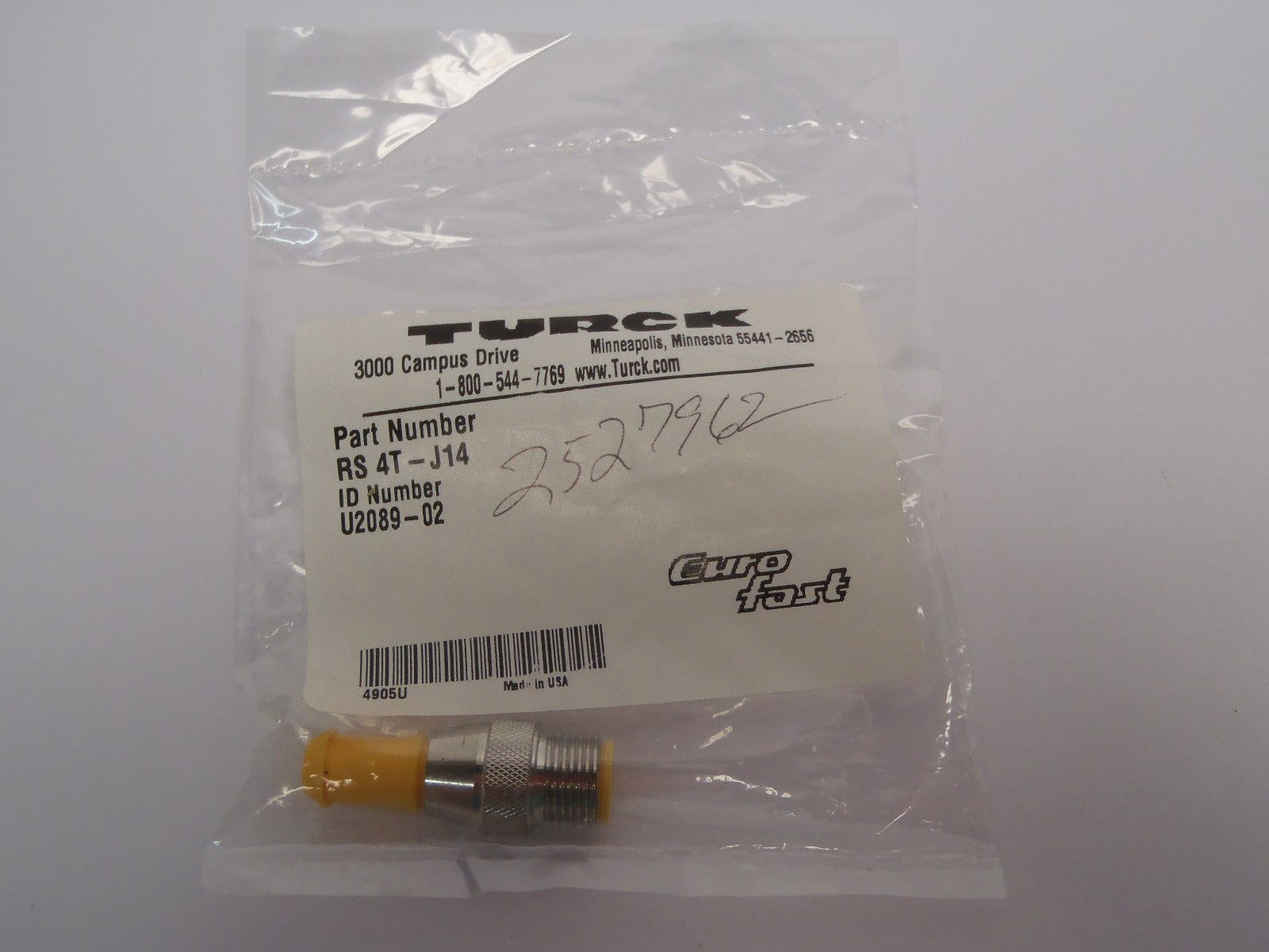 Turck RS 4T-J14 Connector 4 Pin U2089-02 LOT OF 2 - Maverick Industrial Sales