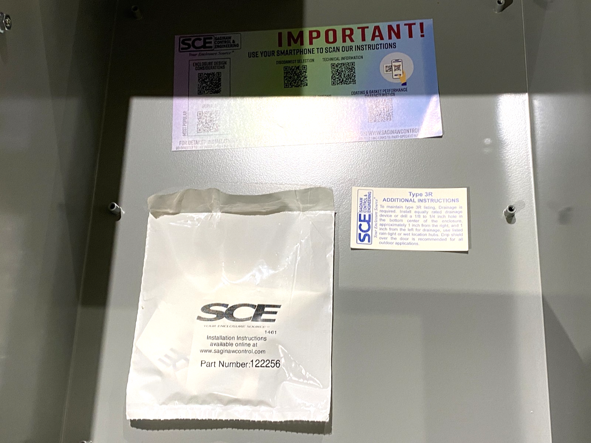 SCE-16148CHNF | Saginaw Control & Engineering Wall Mount Enclosure, Gray Steel - New – Open box - Maverick Industrial Sales