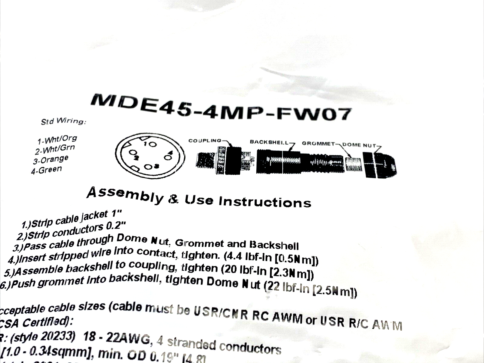 Mencom MDE45-4MP-FW07 Field Wireable Connector M12 Male 4-Pin D-Code, PG07 - Maverick Industrial Sales