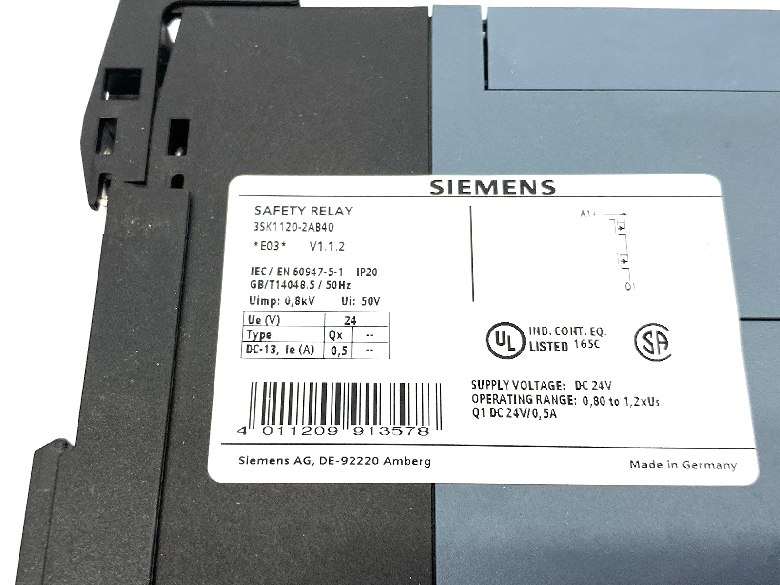 Siemens 3SK1120-2AB40 SIRIUS Advanced Basic Safety Relay BROKEN TERMINAL - Maverick Industrial Sales