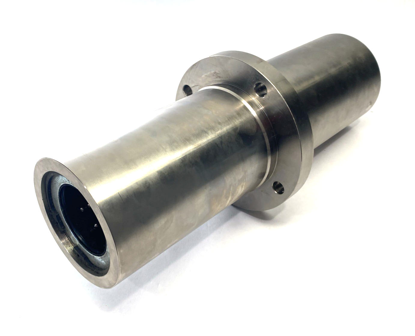 Double Length Round Flange Linear Bearing, for 2-3/8" Shaft, 16" OAL, Steel - Maverick Industrial Sales