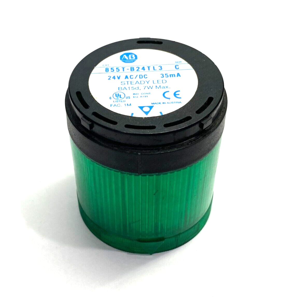 Allen Bradley 855T-B24TL3 Ser. C Steady LED Stack Light Module Green 24V NO BULB - Maverick Industrial Sales