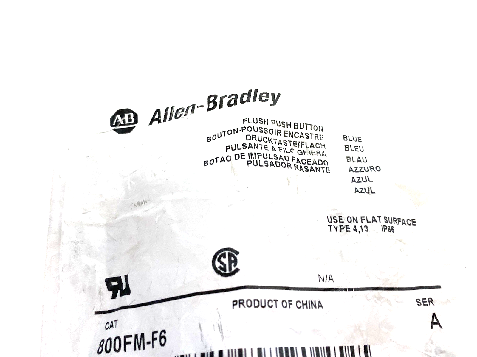 800FM-F6 | Allen Bradley Ser. A Illuminated Pushbutton Blue, Flush, Metal Bezel - New - Maverick Industrial Sales