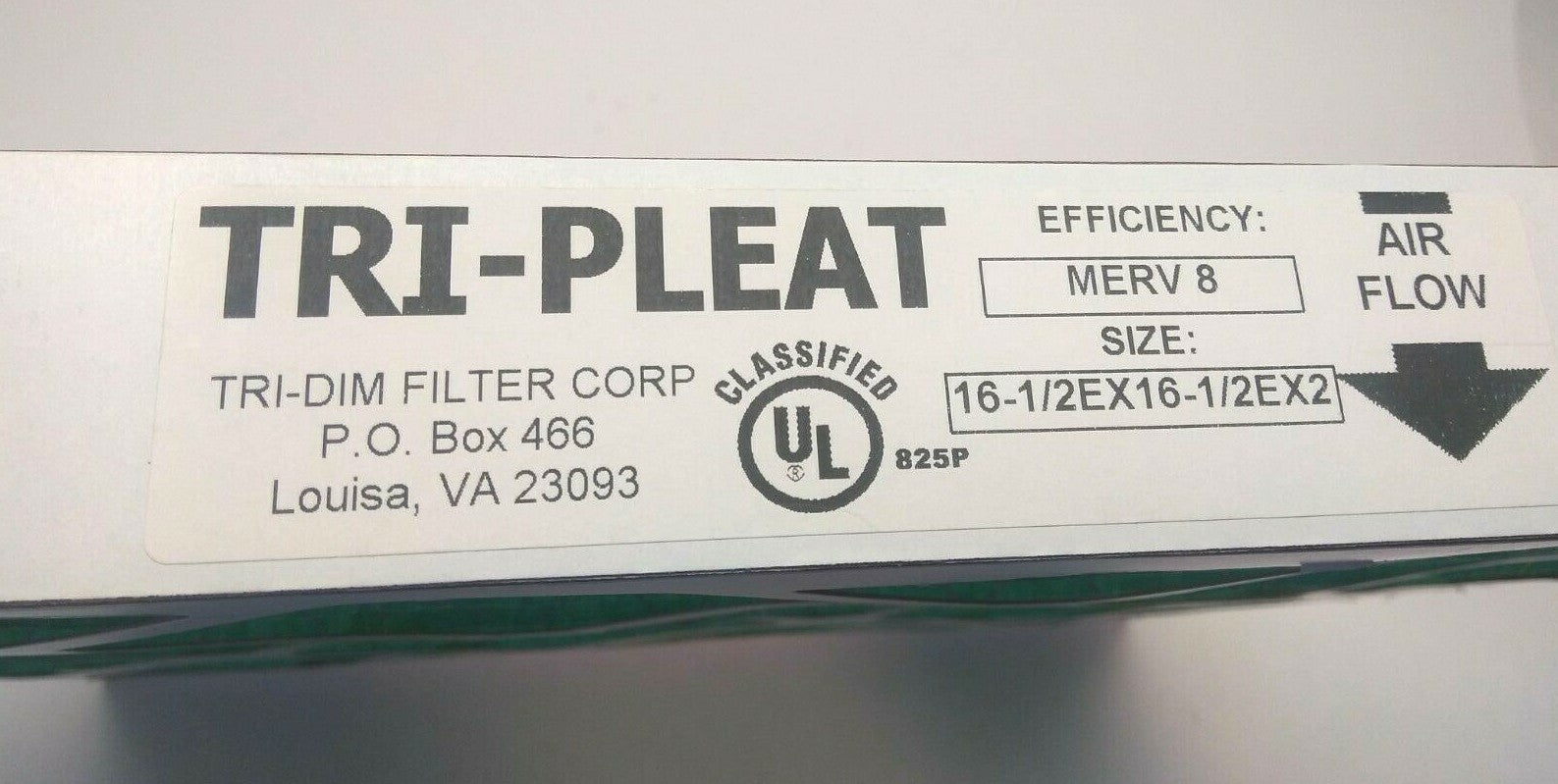 TRIDIM 2351717208E 17X17X2 Tri-Pleat Ultra E GREEN Commercial Industrial Filter - Maverick Industrial Sales