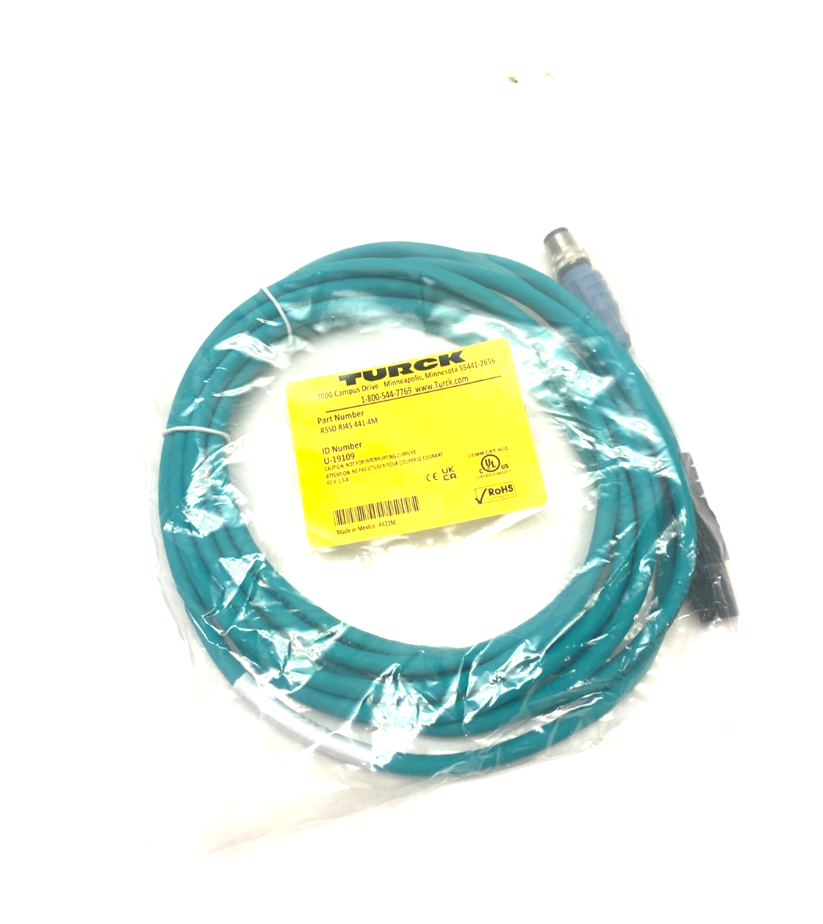 Turck RSSD RJ45 441-4M Double Ended Ethernet Connection Cordset U-19109 - Maverick Industrial Sales
