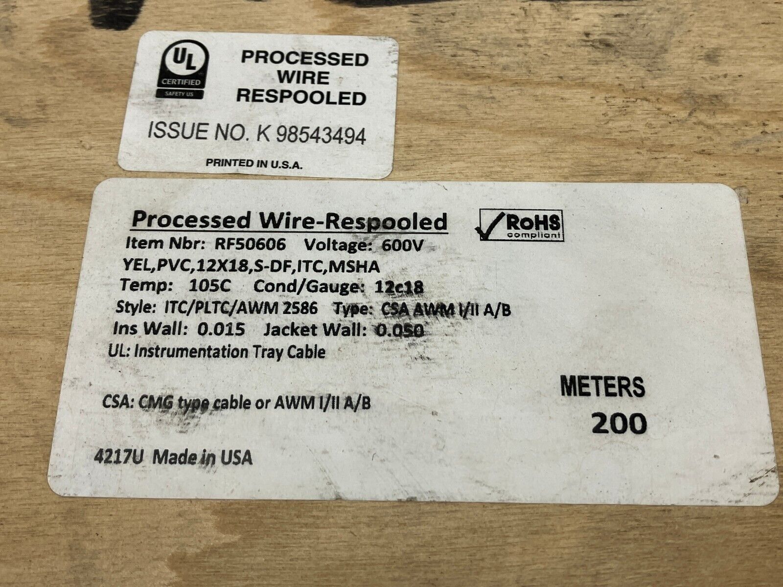Turck RF50606 Cable 12X18 AWG Yellow PVC 600V CSA AWM I/II A/B 105C 100 FT - Maverick Industrial Sales