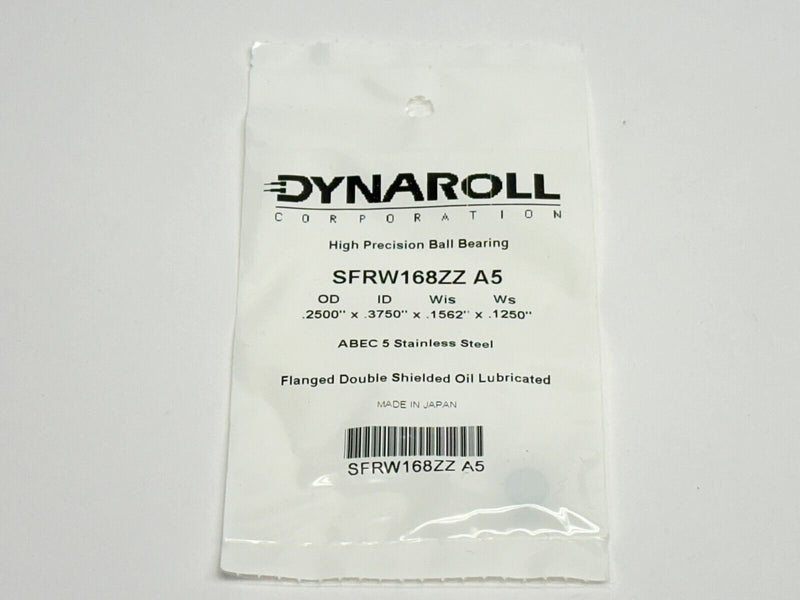 Dynaroll SFRW168ZZ A5 Ball Bearing ID.2500x OD.3750x WIS.1562x WS.1250 ABEC 5 - Maverick Industrial Sales