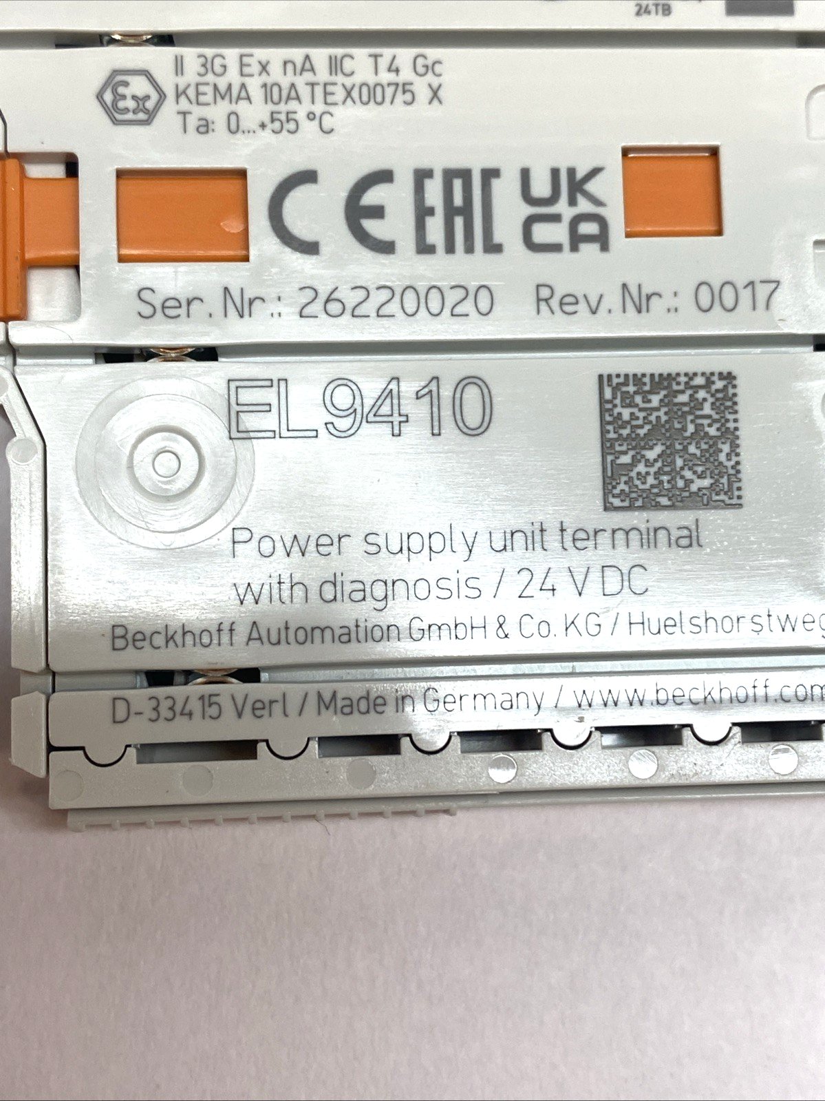 EL9410 | Beckhoff EtherCAT E‑Bus Power Supply Terminal 24V DC 2A 10A Contacts - Used - Maverick Industrial Sales