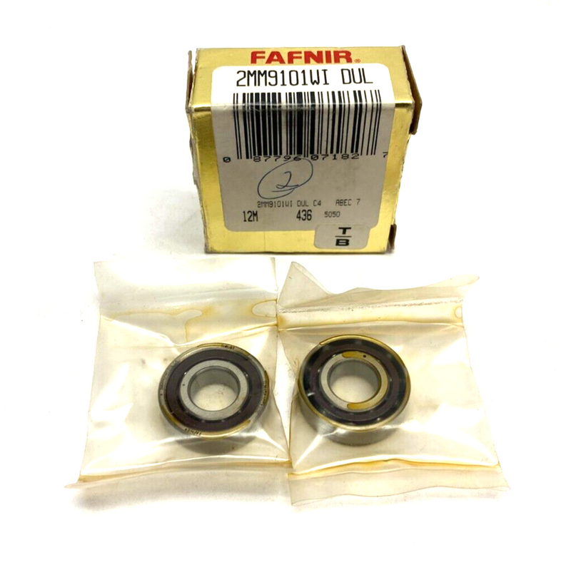 Fafnir 2MM9101WI DUL Precision Angular Contact Bearing 12x28x8mm BOX OF 2 - Maverick Industrial Sales