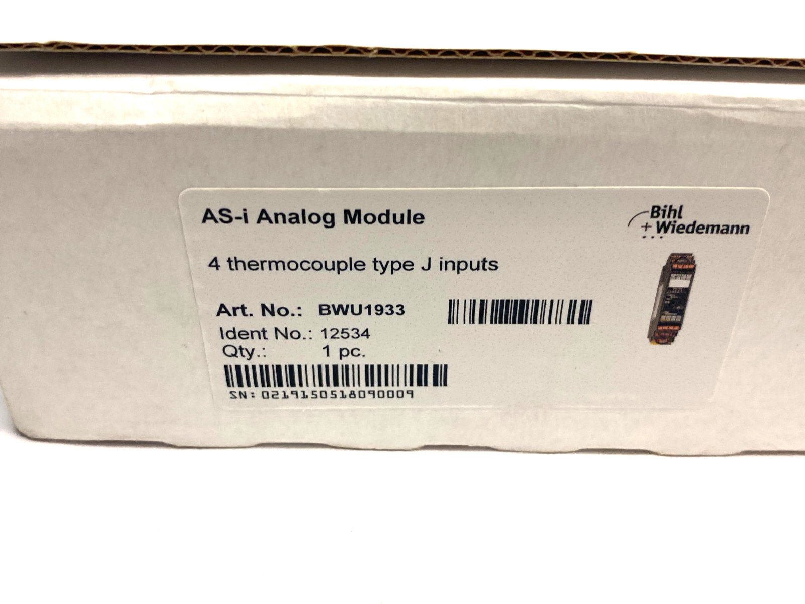 Bihl+Wiedemann BWU1933 AS-i Analog Module, 4-Thermocouple Type J Inputs 12534 - Maverick Industrial Sales