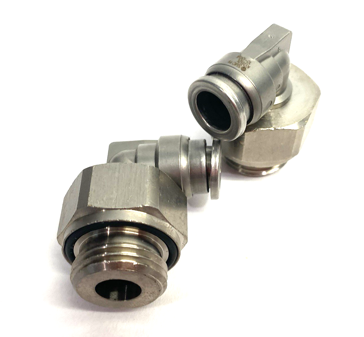 KQB2L10-G04 | SMC Metal Male Elbow Swivel Fitting 10mm OD Tube LOT OF 2 - New – Open box - Maverick Industrial Sales