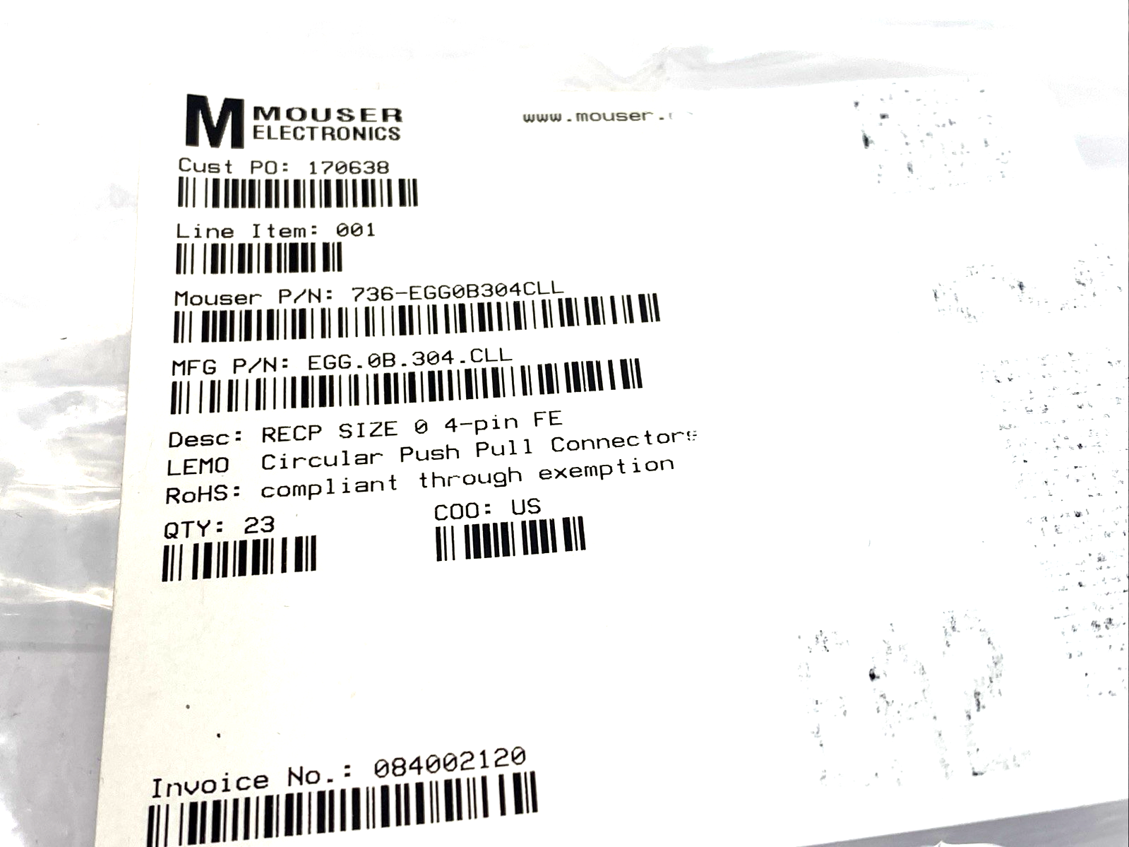 LEMO EGG.0B.304.CLL Push/Pull Socket/Receptacle, Front Mount 30-22AWG LOT OF 23 - Maverick Industrial Sales