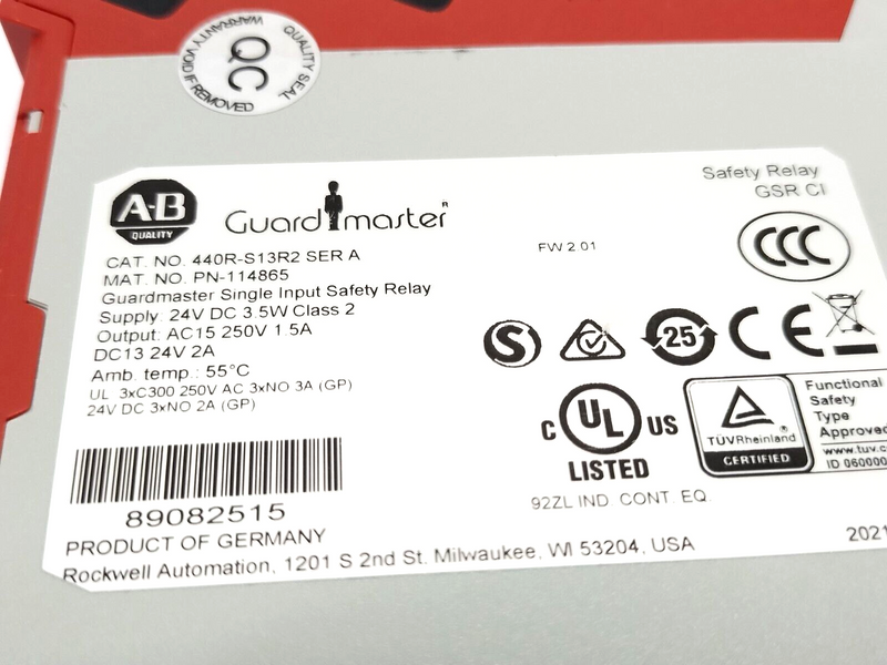 Allen Bradley 440R-S13R2 Ser A Guardmaster Monitoring Safety Relay, Single Input - Maverick Industrial Sales