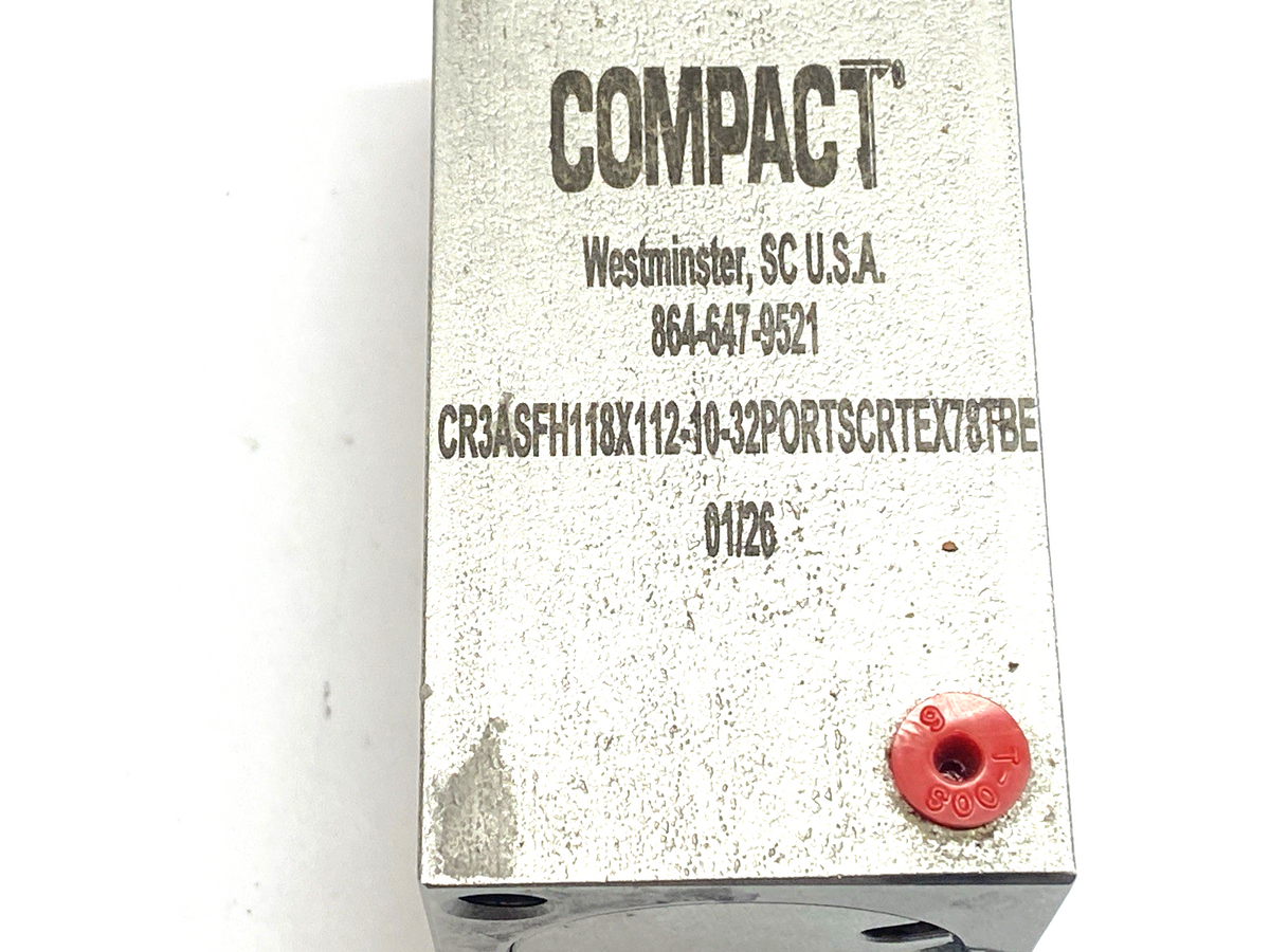 Compact CR3ASFH118X112-10-32PORTSCRTEX78TBE Cylinder 1-1/8" Bore 1-1/2" Stroke - Maverick Industrial Sales