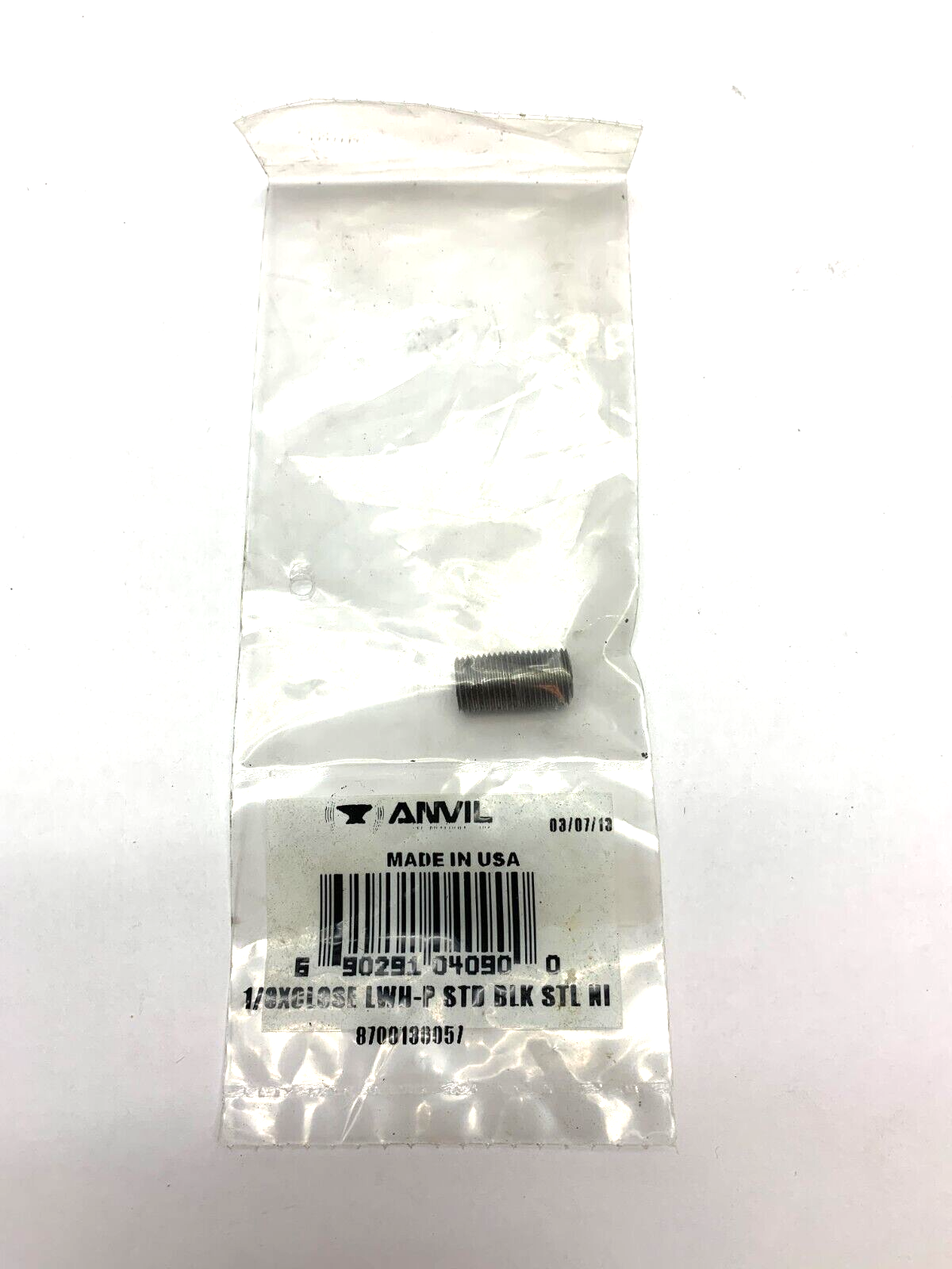 Anvil 8700136057 Standard Black Steel Nipple 1/8xClose LWH-P - Maverick Industrial Sales