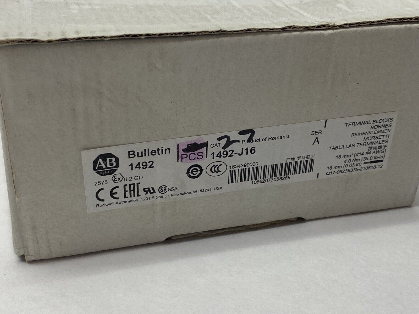 Allen Bradley 1492-J16 Ser A IEC Terminal Blocks LOT OF 29 - Maverick Industrial Sales