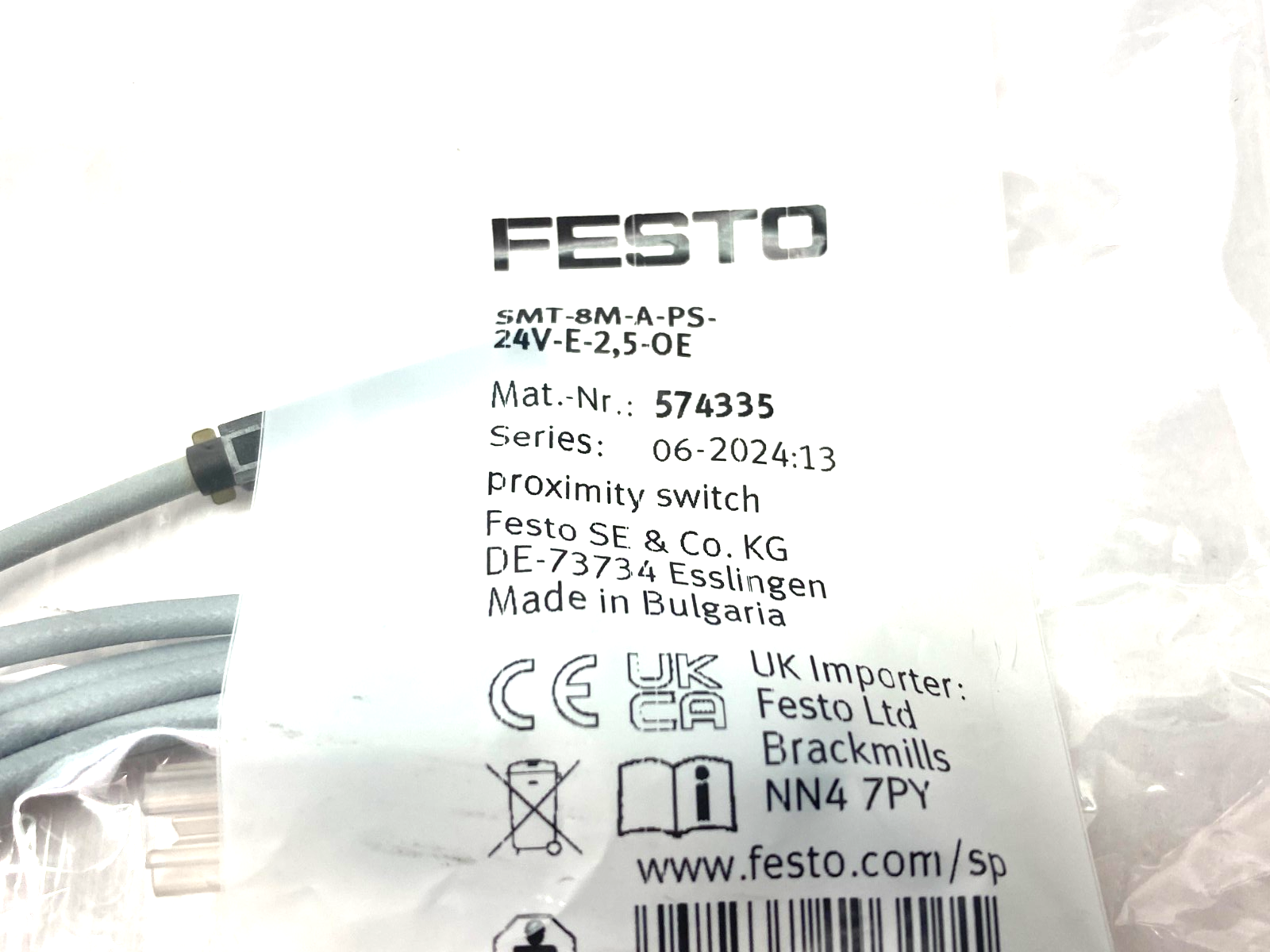 Festo SMT-8M-A-PS-24V-E-2,5-OE Proximity Switch Sensor 574335 - Maverick Industrial Sales