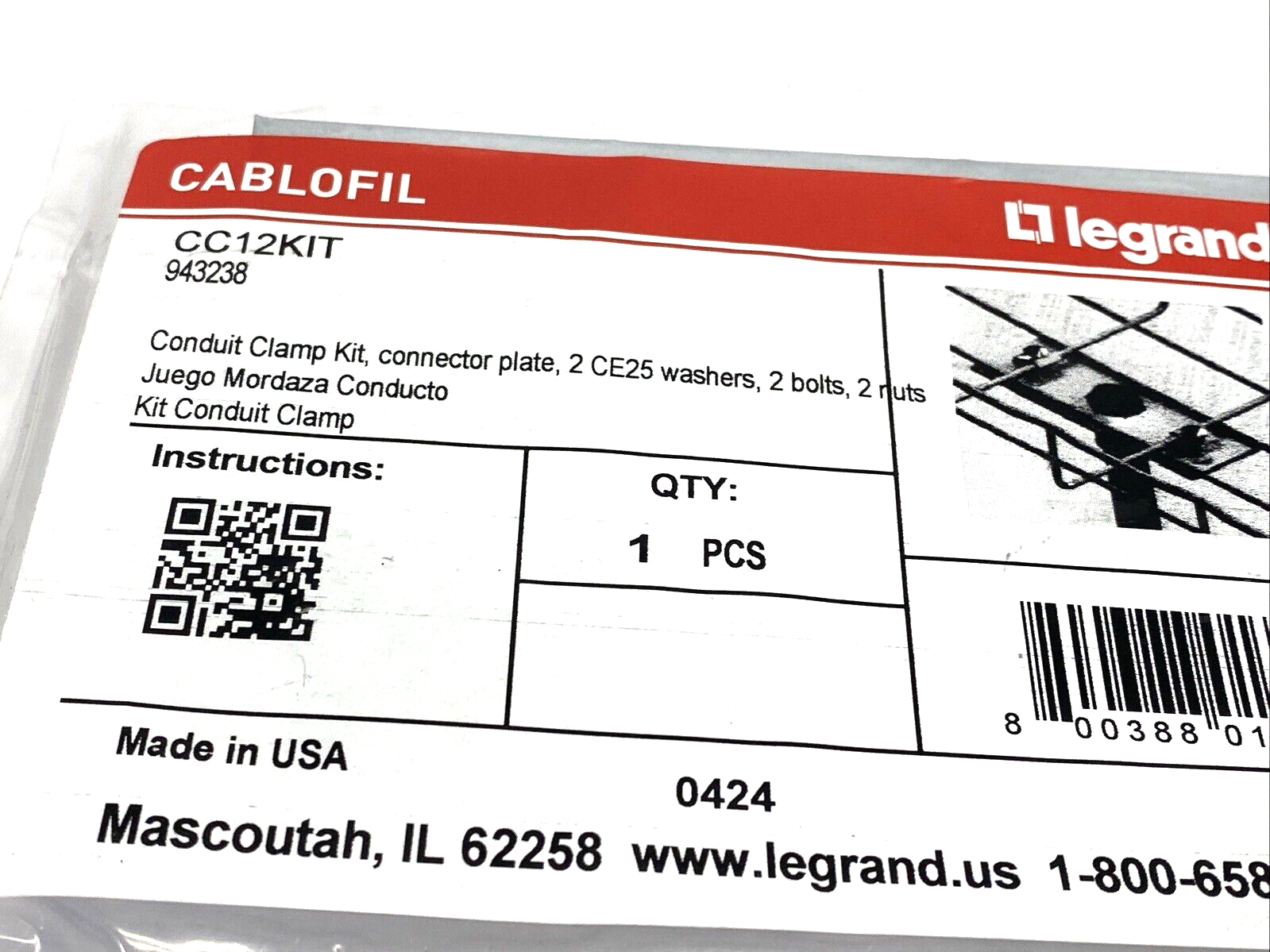 Legrand CC12KIT CABLOFIL Conduit Clamp Kit - Maverick Industrial Sales