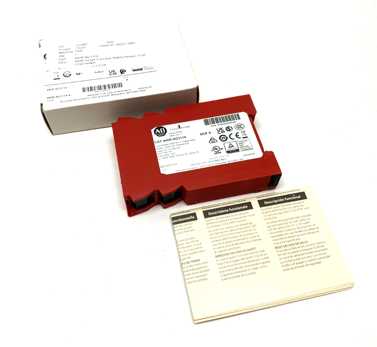 440R-N23114 | Allen Bradley Ser. A Guardmaster Safety Relay MSR126.1T Dual-Channel - New – Open box - Maverick Industrial Sales