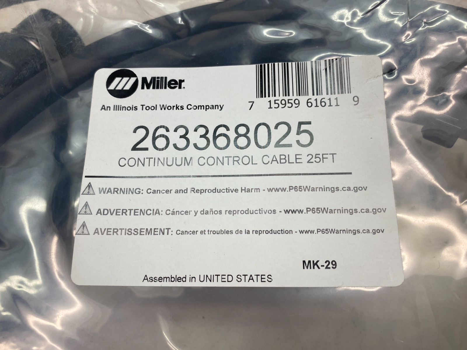 Miller Electric 263368025 Continuum Control/Motor Cable 25ft Length - Maverick Industrial Sales