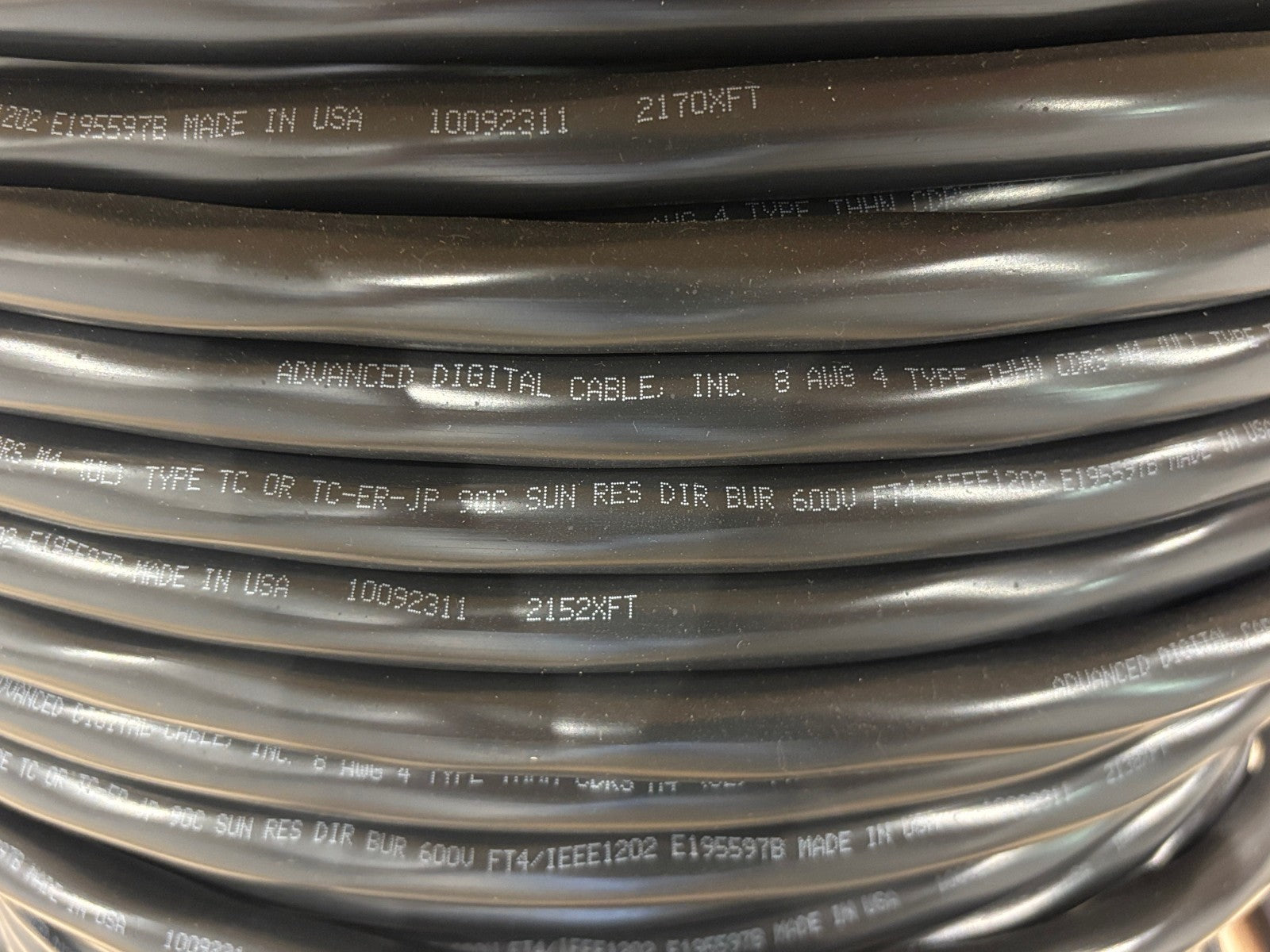 Advanced Digital Cable 3G-0804 8-4C STR BC VN Tray Cable, 8AWG 4 Conductor 425FT - Maverick Industrial Sales