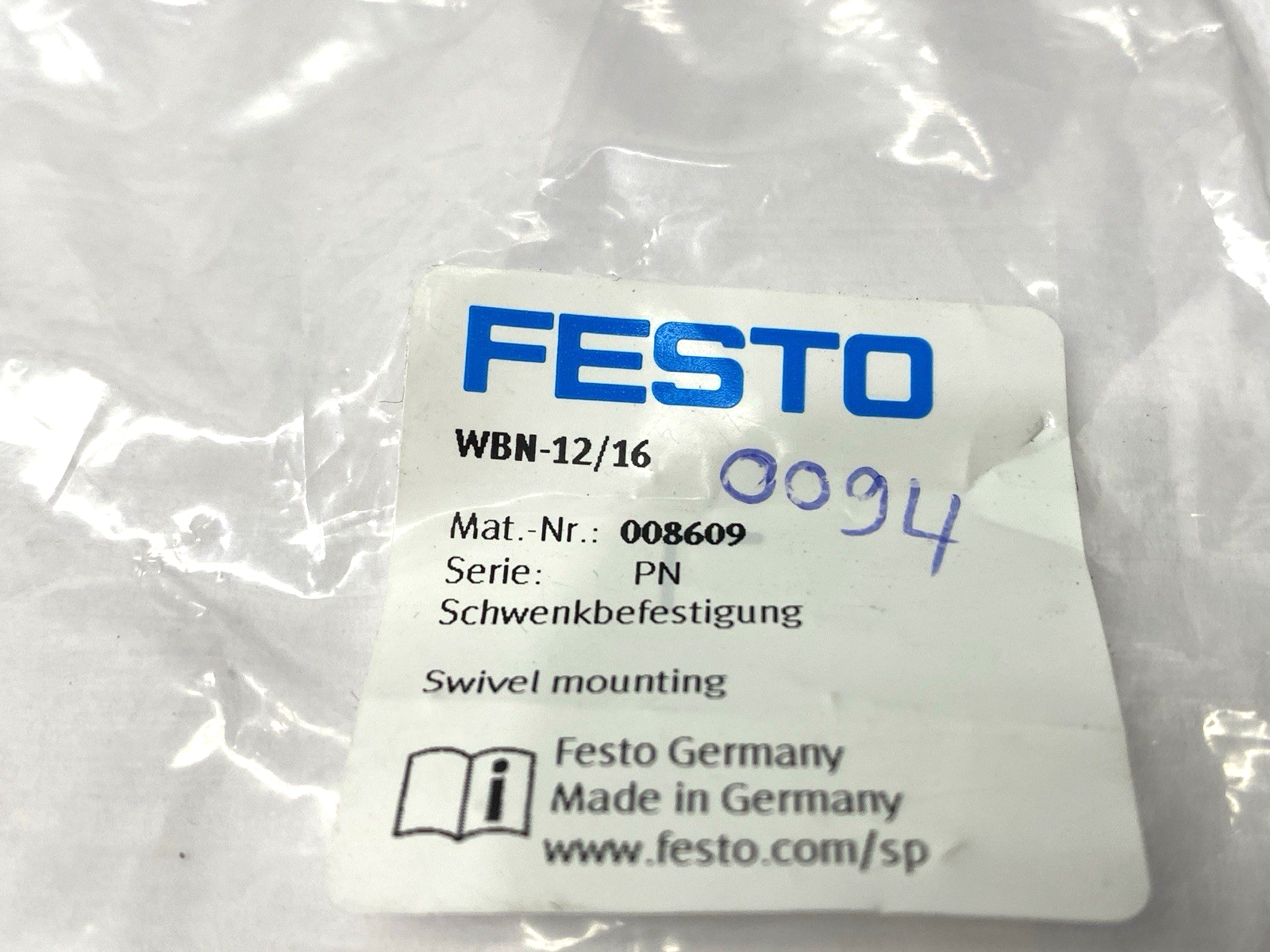 Festo WBN-12/16 Swivel Mounting 008609 - Maverick Industrial Sales