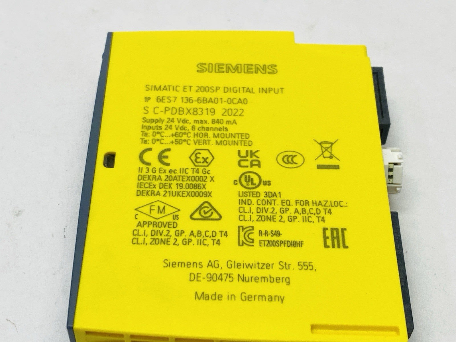 Siemens 6ES7136-6BA01-0CA0 SIMATIC ET 200SP Digital Input Module F-DI 8x 24VDC - Maverick Industrial Sales