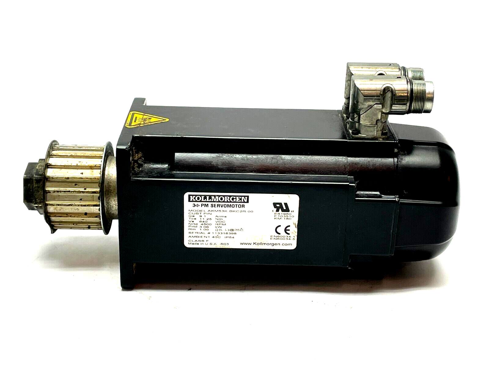 Kollmorgen AKM53K-BKC2R-00 Servo Motor 4500RPM 640VDC 3.06kW w/ Gear - Maverick Industrial Sales