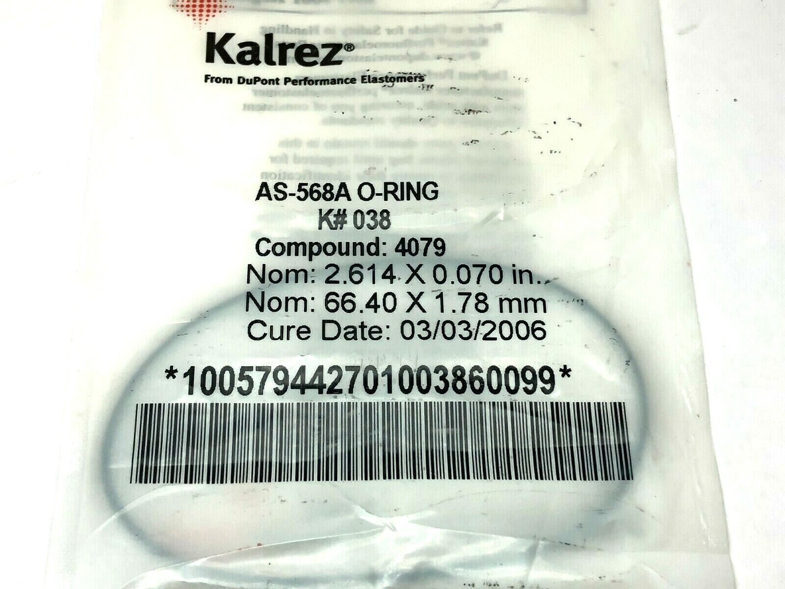 Kalrez AS-568A O-Ring Compound 4079 K#038 66.40mm X 1.78mm (Cure Date:2006) - Maverick Industrial Sales