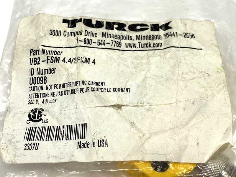 Turck VB2-FSM 4.4/2FKM 4 Splitter Connector U0098 - Maverick Industrial Sales