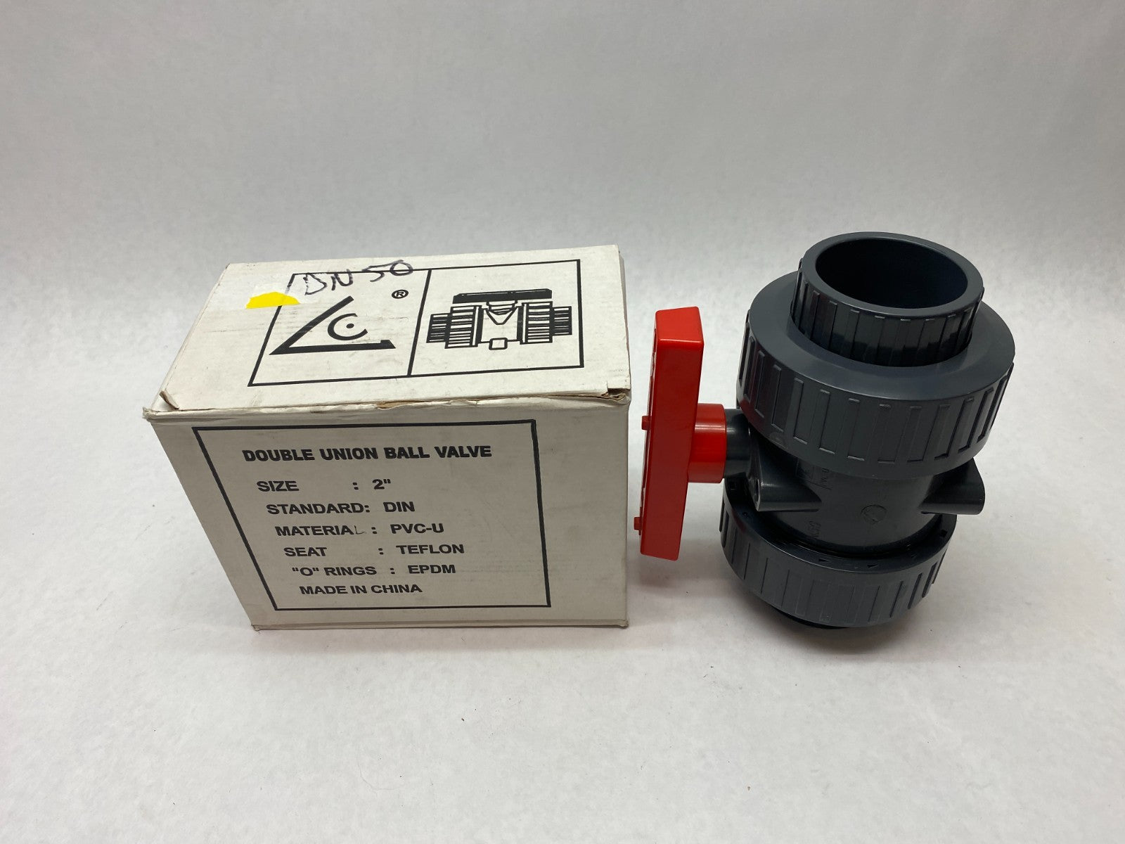 DN50 2" Double Union Ball Valve PVC-U, Teflon Seat, EPDM Seals - Maverick Industrial Sales